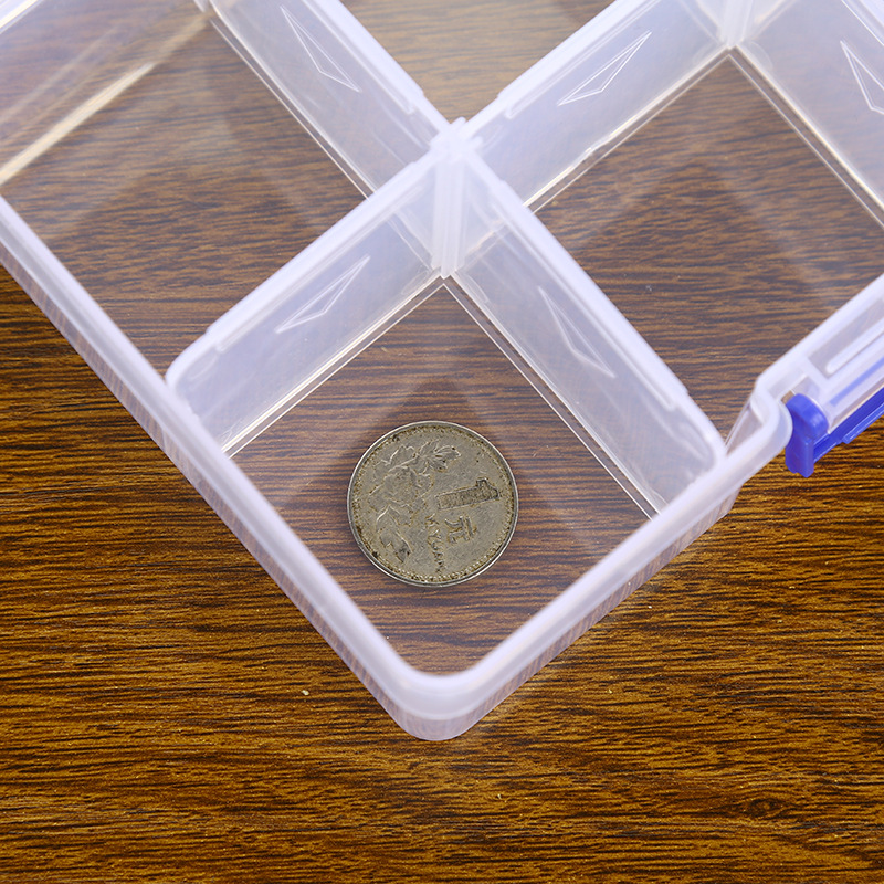 Taobao creative removable 6-grid storage box large capacity electronic components cosmetics storage transparent plastic box