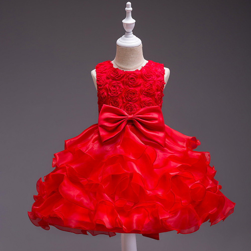 Amazon Hot Children's Wedding Dress Dress Big Children's dress Girl Flower Girl Rose Princess Dress in stock