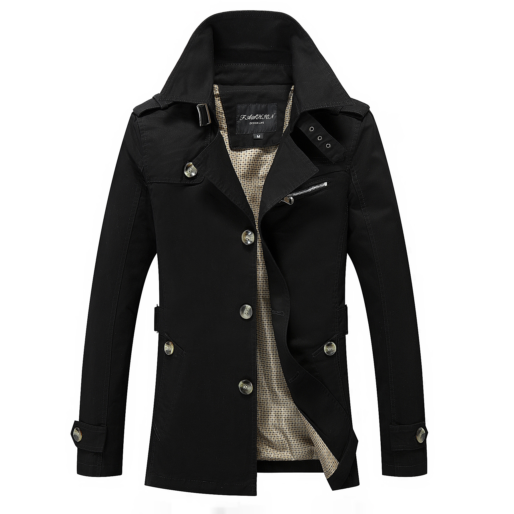 2023 cotton new men's thin washed casual jacket men's long windbreaker coat large size wholesale quick sale