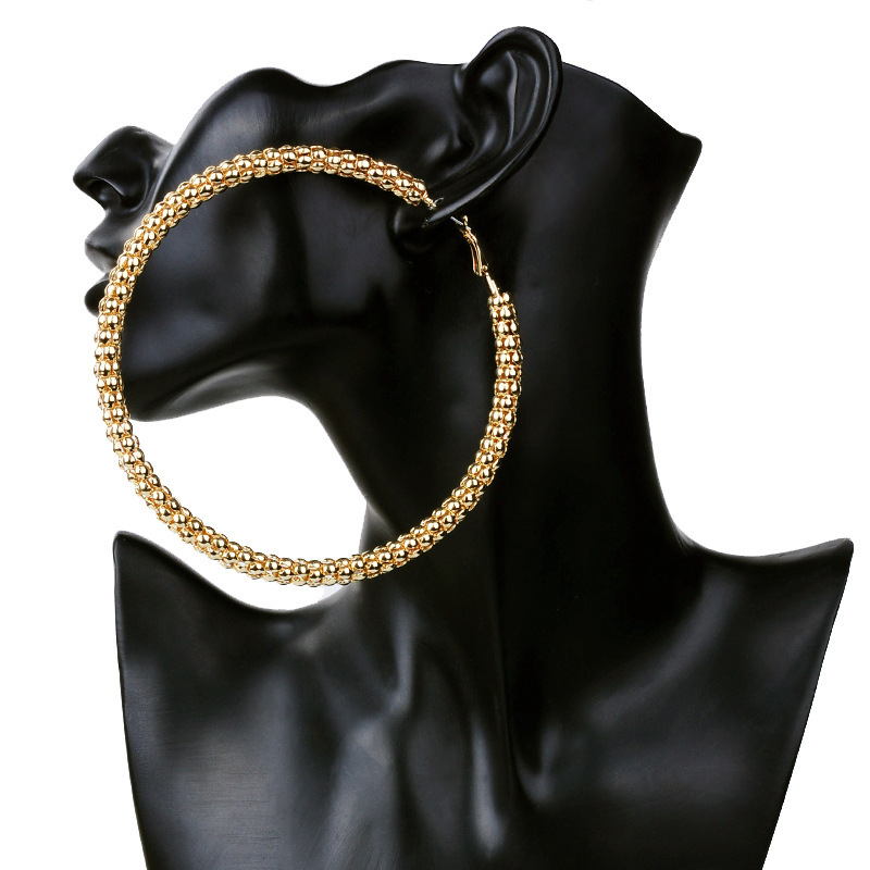 Gold big circle earrings fashion European and American street shooting big earrings Female Factory wholesale