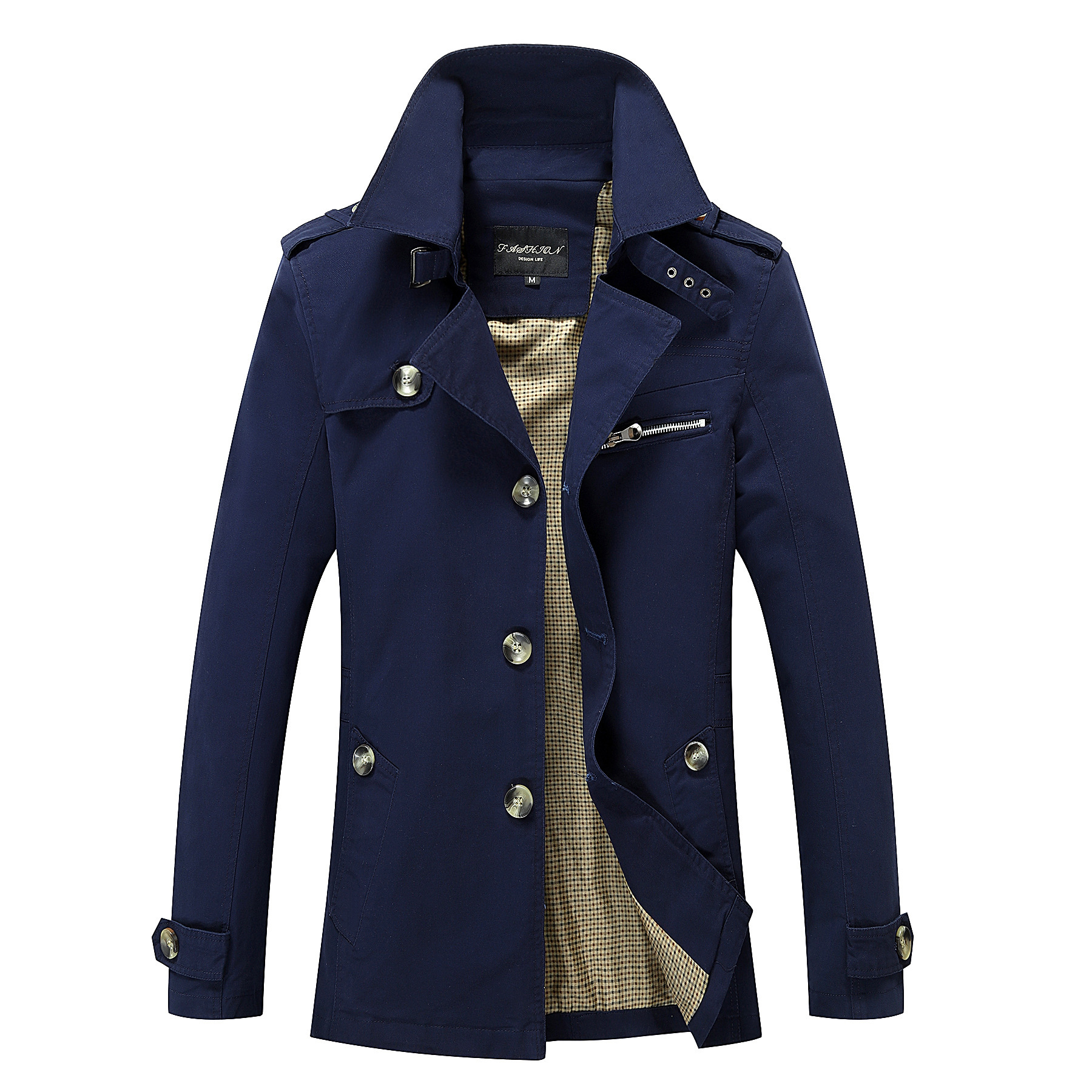 2023 cotton new men's thin washed casual jacket men's long windbreaker coat large size wholesale quick sale