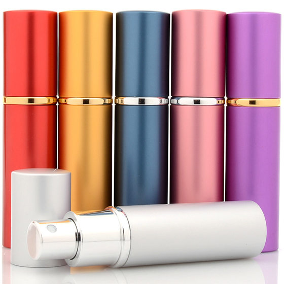 In stock wholesale electrochemical aluminum perfume bottle 10ml portable spray empty bottle glass liner packing factory printing logo