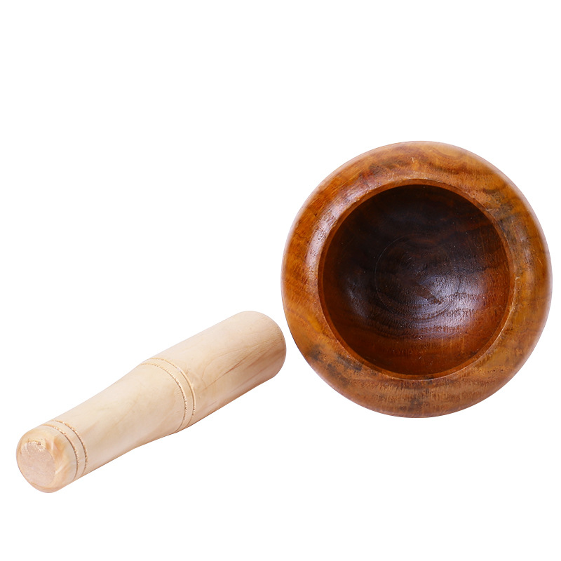 Solid Wood Garlic Mash Pot Wooden Pot Garlic Mill Household Wood Mortar Supplementary Food Pressure Garlic Mill Garlic Mill Wholesale
