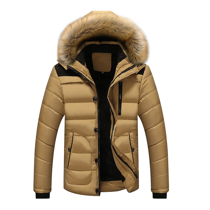 Cross-Border Men's autumn and winter plus velvet cotton-padded clothes large size warm clothing casual winter men's hooded cotton-padded jacket Amazon