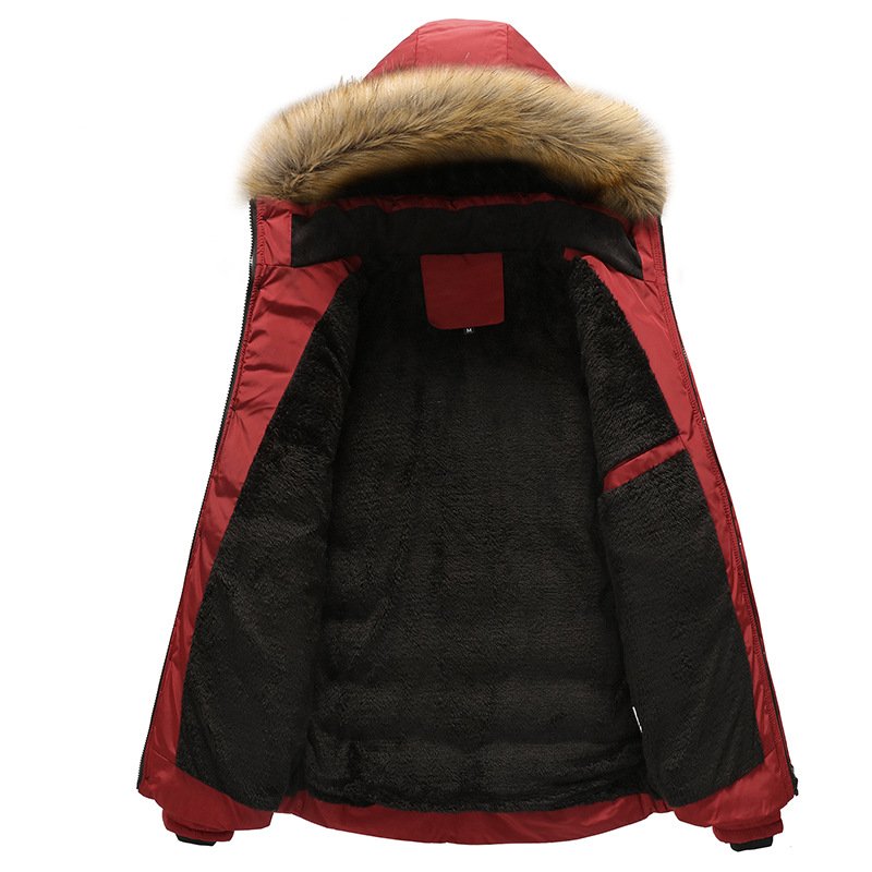 Cross-Border Men's autumn and winter plus velvet cotton-padded clothes large size warm clothing casual winter men's hooded cotton-padded jacket Amazon