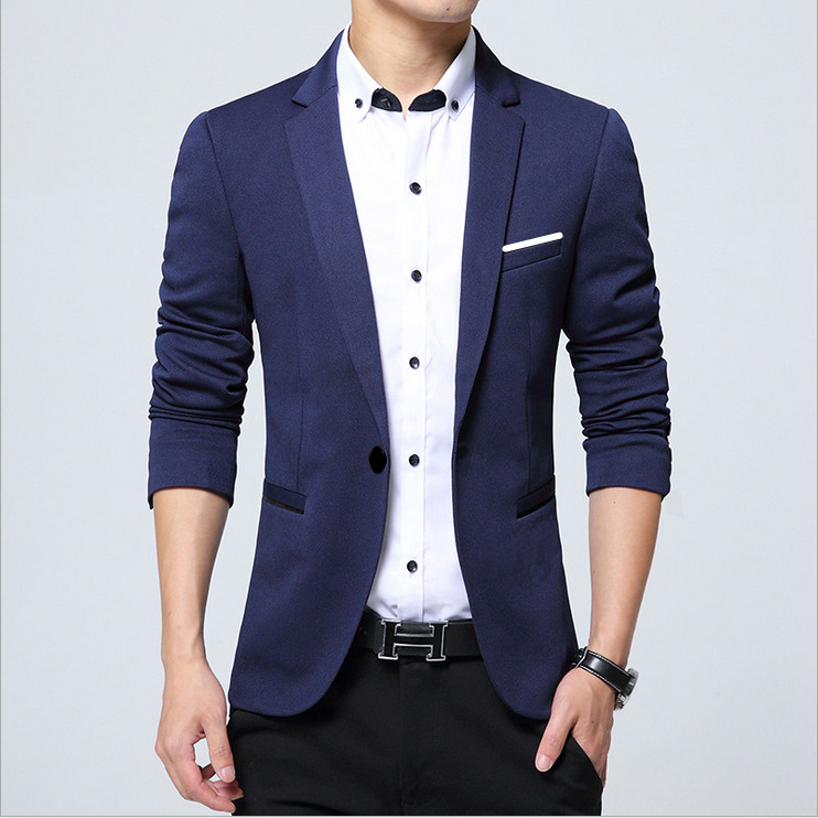 Amazon EBAY AliExpress Amazon foreign trade new men's slim casual solid color suit top fashion