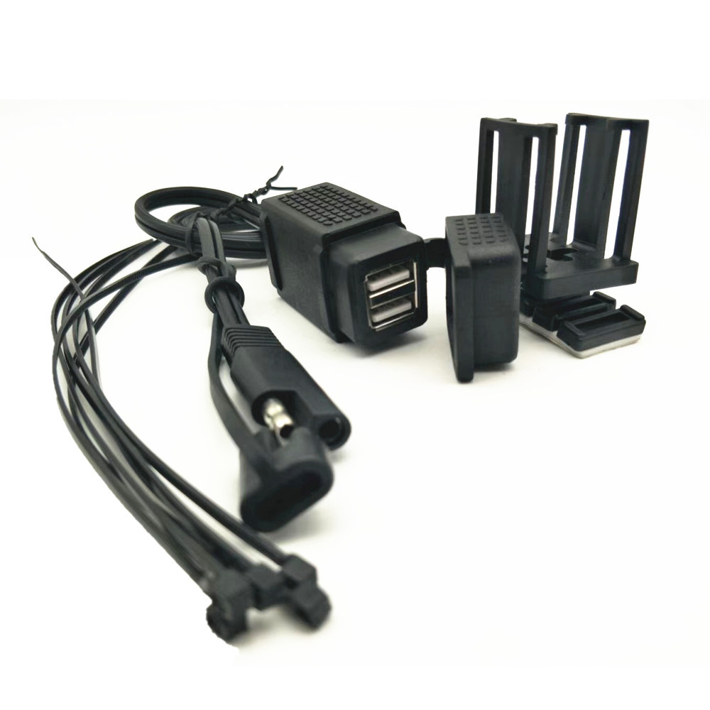SAE single USB motorcycle charger mounting bracket SAE scooter mobile phone charger with cable