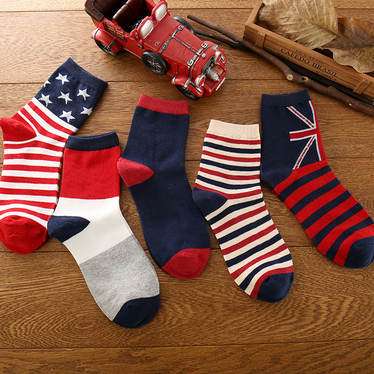 Socks men's spring and autumn men's socks British style casual cotton socks flag business men's socks manufacturers wholesale