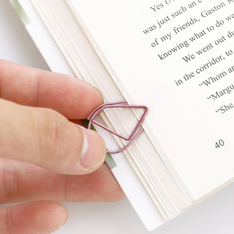 Water drop metal shape paper clip bookmark student small color creative paper clip