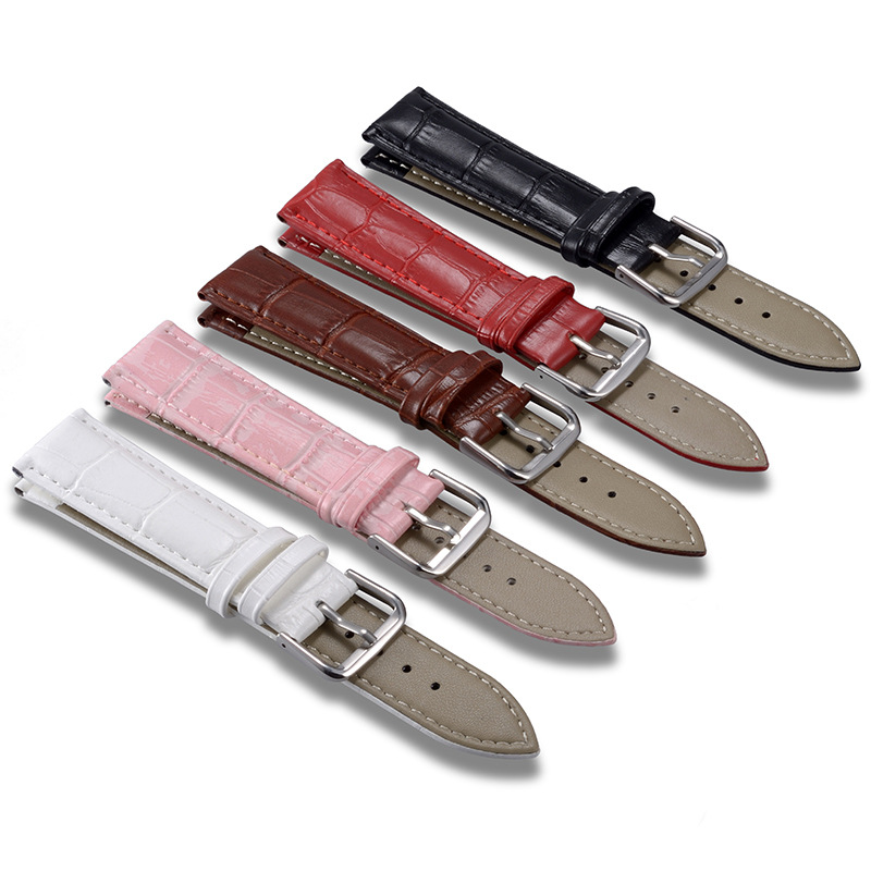Wholesale spot leather strap cowhide bamboo watch strap men and women waterproof accessories pin buckle Universal