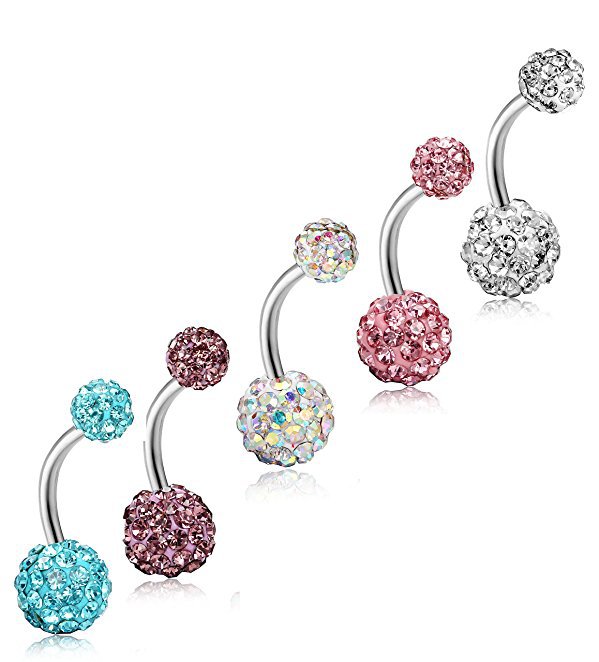 wish Amazon Explosions 6+10 Full Diamond Ball Navel Ring Shambhala Navel Ring Navel Buckle Piercing Human Body Jewelry
