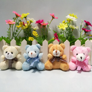 5.5cm Plaid Tie Bear, Bear Pendant Wedding Candy Doll Bag Candy Box Plush Doll