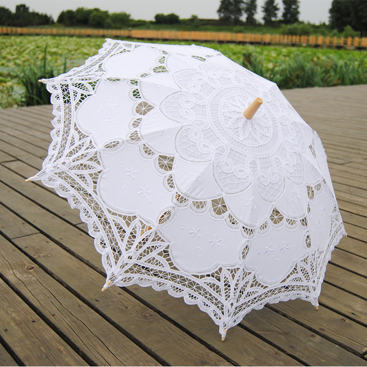 Craft Umbrella, Lace Edge Umbrella, Lace Umbrella, Dance Prop Photography Wedding Embroidered European Princess Crochet Cotton Umbrella