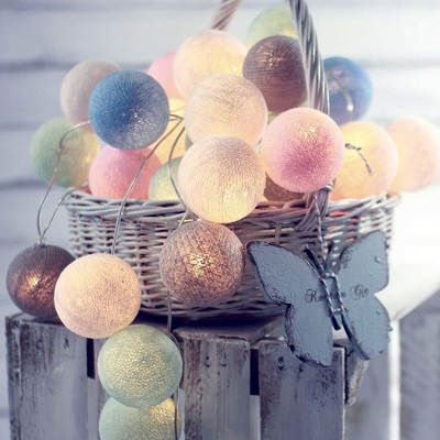 Beautiful professional handmade color cotton ball light string led small lights flashing lights string lights ins room decoration light bulb