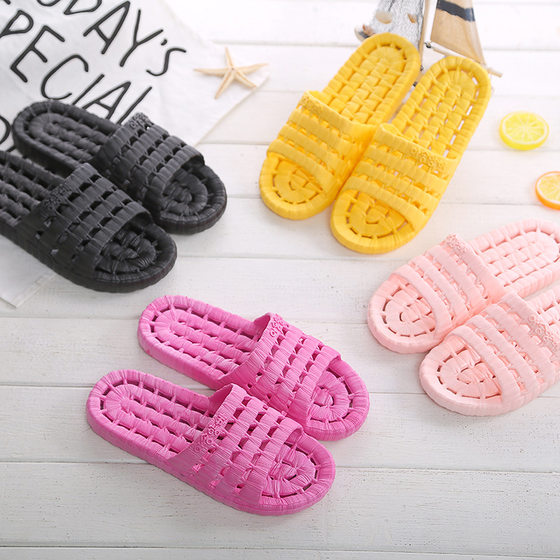 Bathroom Slippers Non-slip Bath Hollow Leakage Home Lovers Indoor PVC Men's and Women's Plastic Sandals and Slippers Summer
