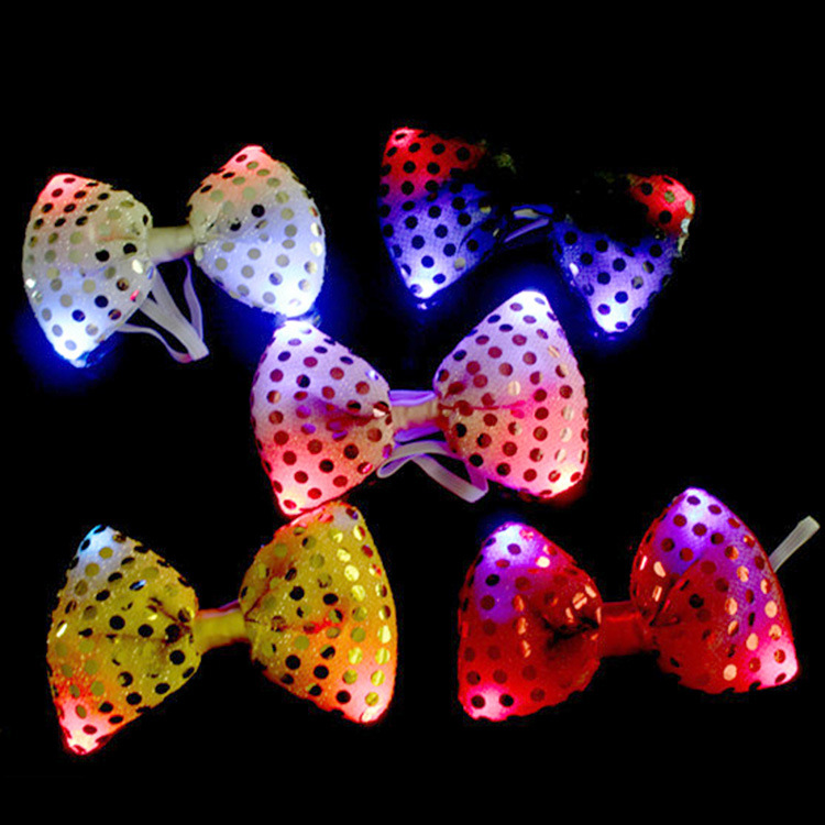 0337 LED luminous bow tie four lights flash sequins bow tie bar props wholesale