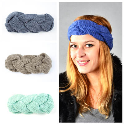 European and American Knitted Twist Braid Wool Hair Belt Ear Protectors Hand-woven Headband Korean Style Autumn and Winter Warm Hair Accessories