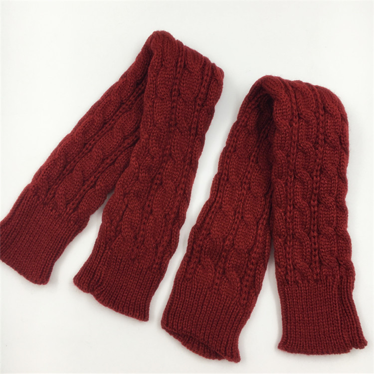 Yifan Autumn and Winter Outdoor Travel Warm Cold-proof Solid Color Twist Long Half-finger Elastic Sleeve Knitted Arm Cover for Women_voghion.com