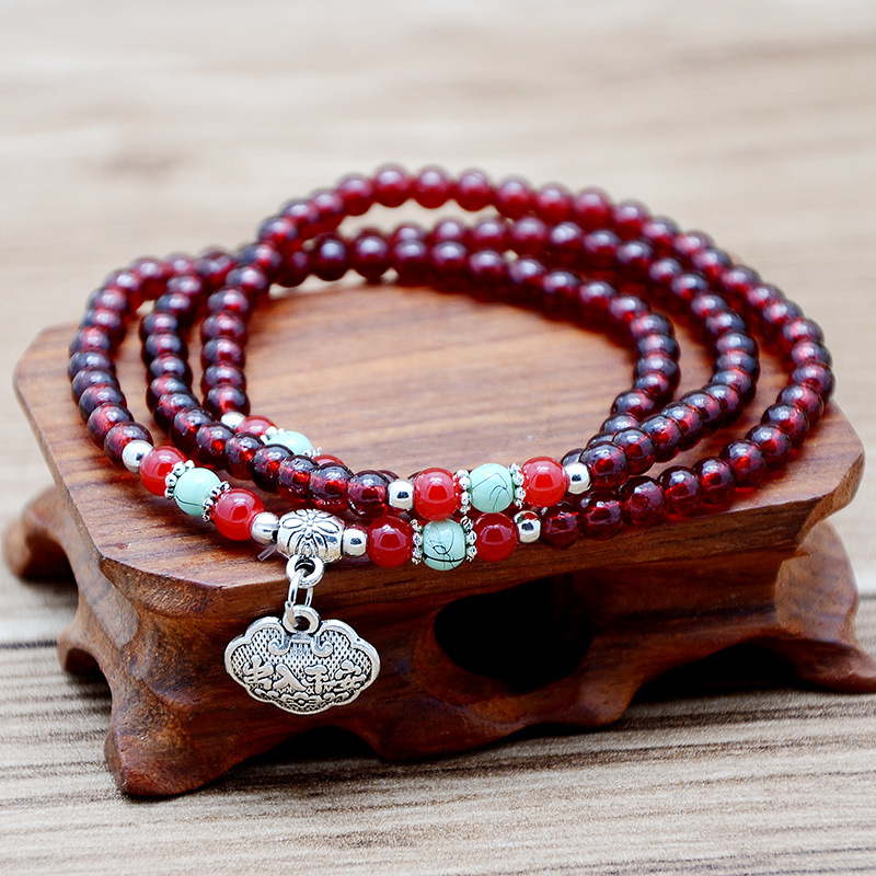 Jewelry imitation Garnet three ring bracelet ethnic style ladies jewelry bracelet stall supply small gifts hand jewelry