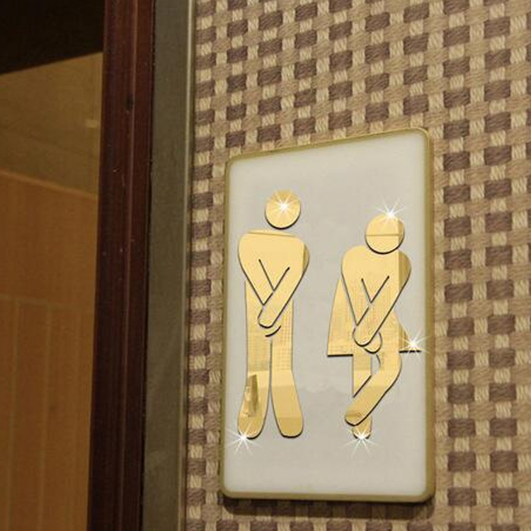 Factory wholesale 3D toilet mirror wall stickers bar toilet toilet men and women logo