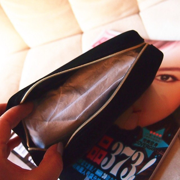 High-grade flannel cosmetic bag flannel embroidery storage bag winter flannel fabric zipper bag wholesale