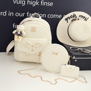 A generation of new women's bag Korean fashion shoulder bag large capacity solid color shoulder bag three-piece backpack