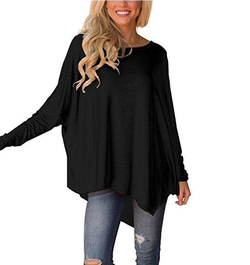 European and American Street Bat Sleeve Top Women's Bottoming Shirt Amazon Hot Selling Irregular Loose T-shirt