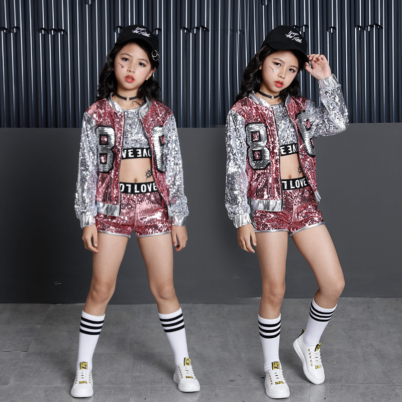 新しい子供の出演服の女の子のジャズダンスのストリートダンスの現代ダンスの出演服の子供のヒップホップのダンスの服装|undefined
