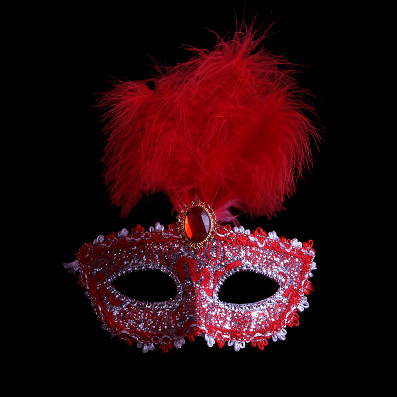 Wholesale high-grade leather fluff mask Halloween ball props all kinds of high and low grade party princess mask