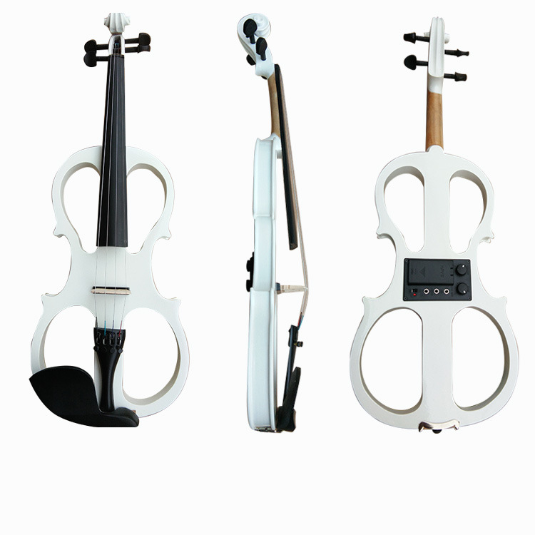 Factory direct manual electronic acoustic violin adult white violin black wood knob musical instrument wholesale