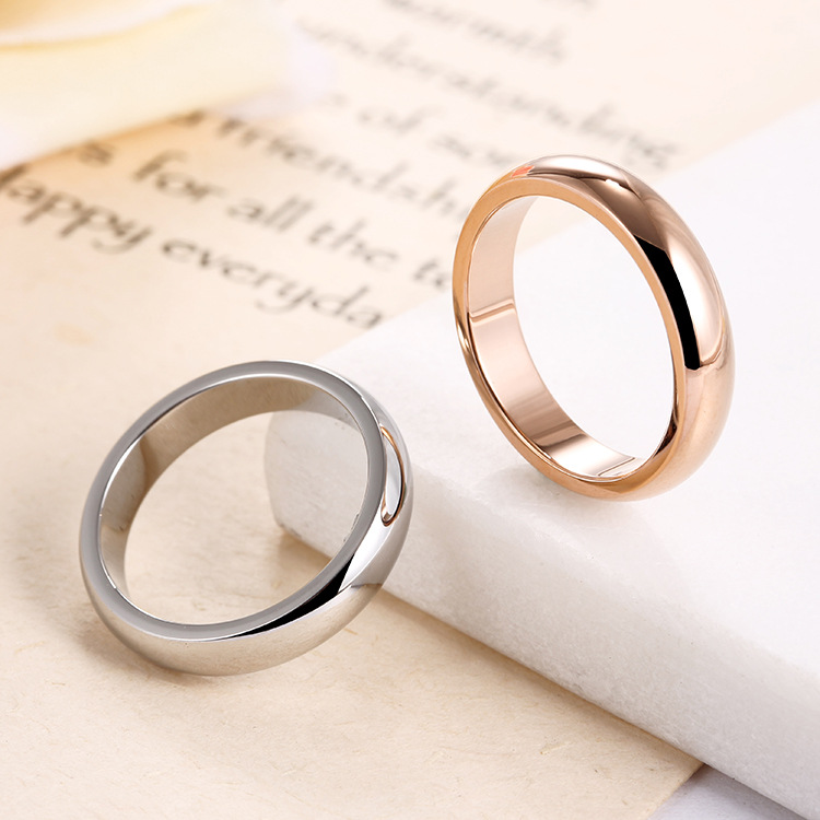 Cross-border New Stainless Steel Simple Plain Circle Wide Glossy Ring Rose Gold Titanium Steel Couple Ring Tail Ring