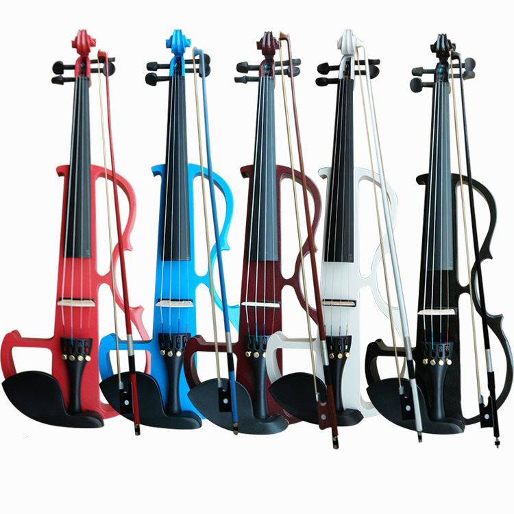 Black Electronic Violin beginner playing electroacoustic violin instrument