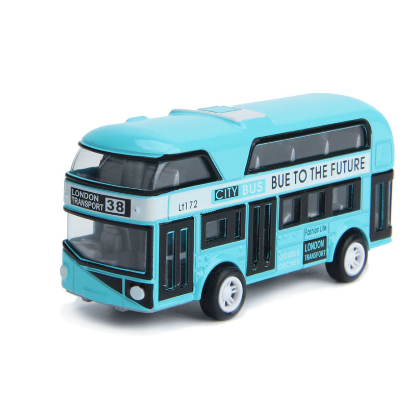 Children's toy car manufacturers supply double-decker bus simulation model back force alloy car logo trembles