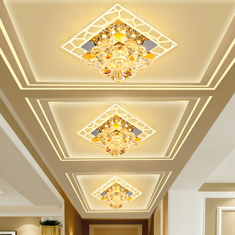 Wholesale Living Room Light Modern Simple Square Aisle Light Crystal Corridor Light Balcony Entrance Light led Spotlight Creative