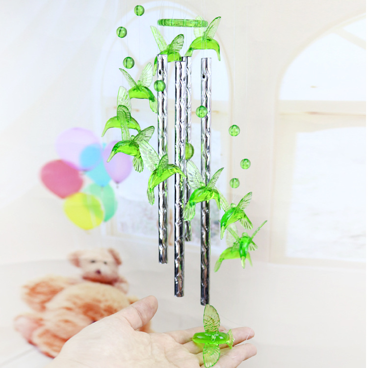 Exquisite imitation Crystal hummingbird small wind chime aluminum tube creative home children's room decoration personality room decoration
