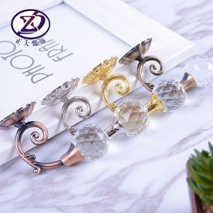 Factory supply European curtain hook zinc alloy crystal wall hook living room bedroom window decoration curtain accessories