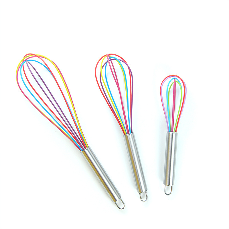 カラー8インチ10インチ12インチシリコン卵器ステンレスハンドル卵ミキサー手動家庭用卵器|undefined