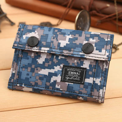 Camouflage Casual Sports Canvas Bag Wallet for Middle School Students Women's Korean Style Men's Distinctive Short Fashionable Wallet Wallet