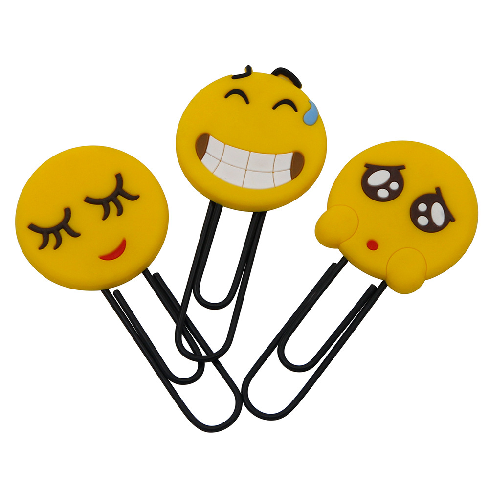 Smiley face large cartoon PVC flexible glue paper clip bookmark creative student supplies flip bookmark