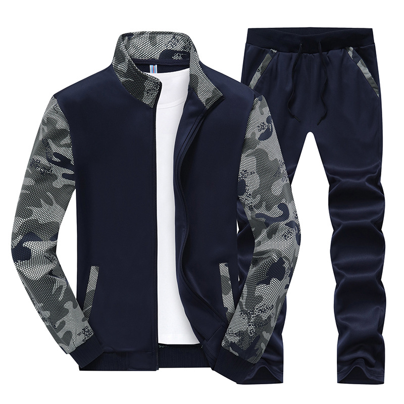 Spring Autumn Men's Long Sleeve Sweatshirt Casual Stand Collar Camouflage Sleeves Men's Suit Cardigan Hoodies Sportswear