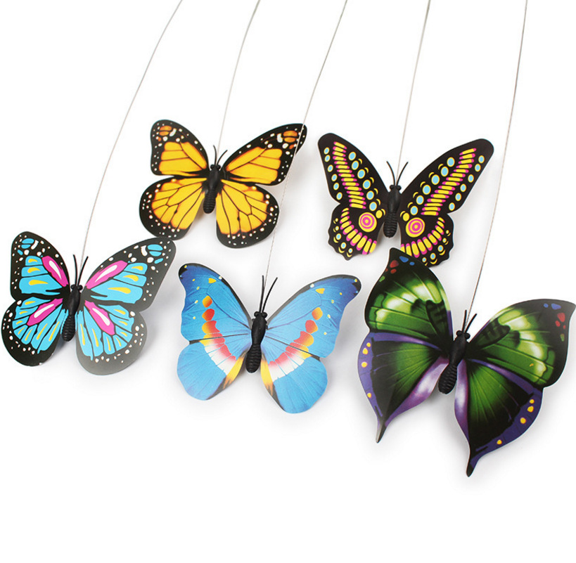 Electric Cat Teaser Toy, Cat Rotating Butterfly Teaser Wand, Electric Fluttering Butterfly Around Fresh Flowers Toy