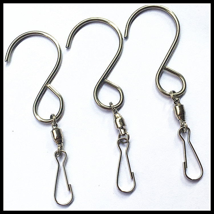 Factory direct S-type rotating bearing hook wind spin tail rotating hook Billboard wind chime hook stainless steel