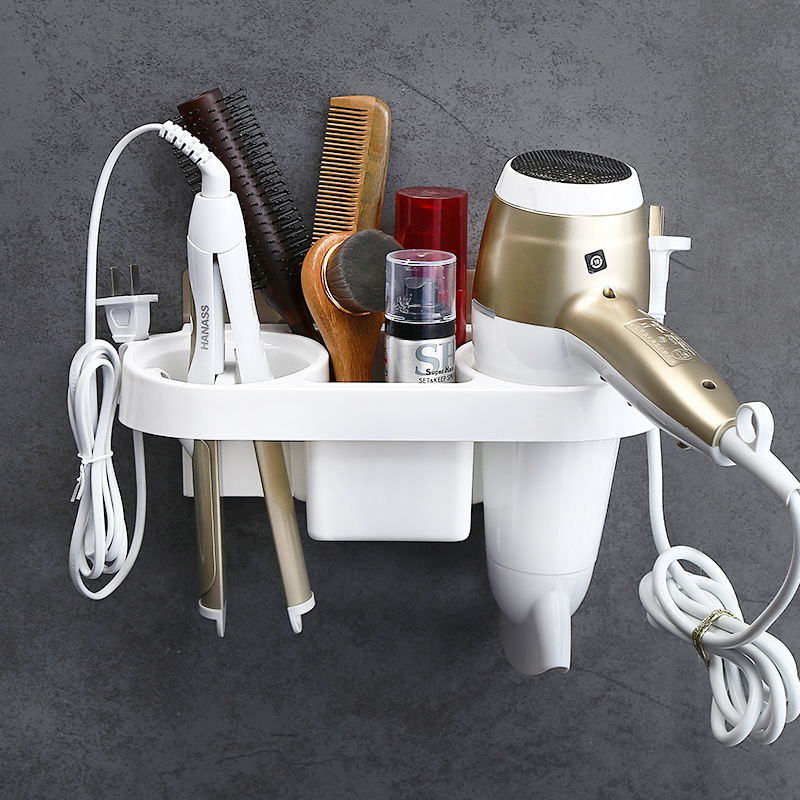Shuangqing Bathroom Traceless Sticker Rack Toilet Multi-functional Wall-mounted Hair Dryer Rack Wind Drill-free