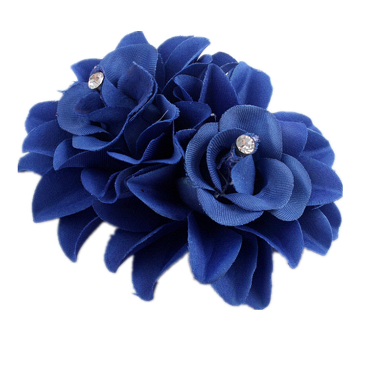 European and American Double Rose Hairpin Ethnic Headwear Bride Flower Head Flower Girls' Dance Performance Rhinestone Hair Accessories Edge Clip_voghion.com