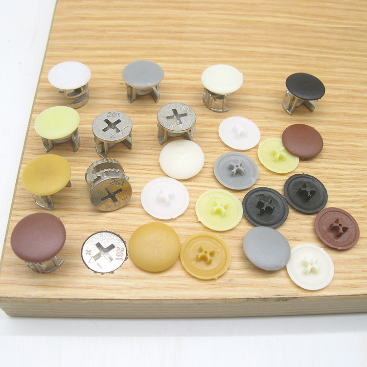 Plastic eccentric wheel cap screw ugly cover lock fastening three-in-one connector screw furniture decorative cap