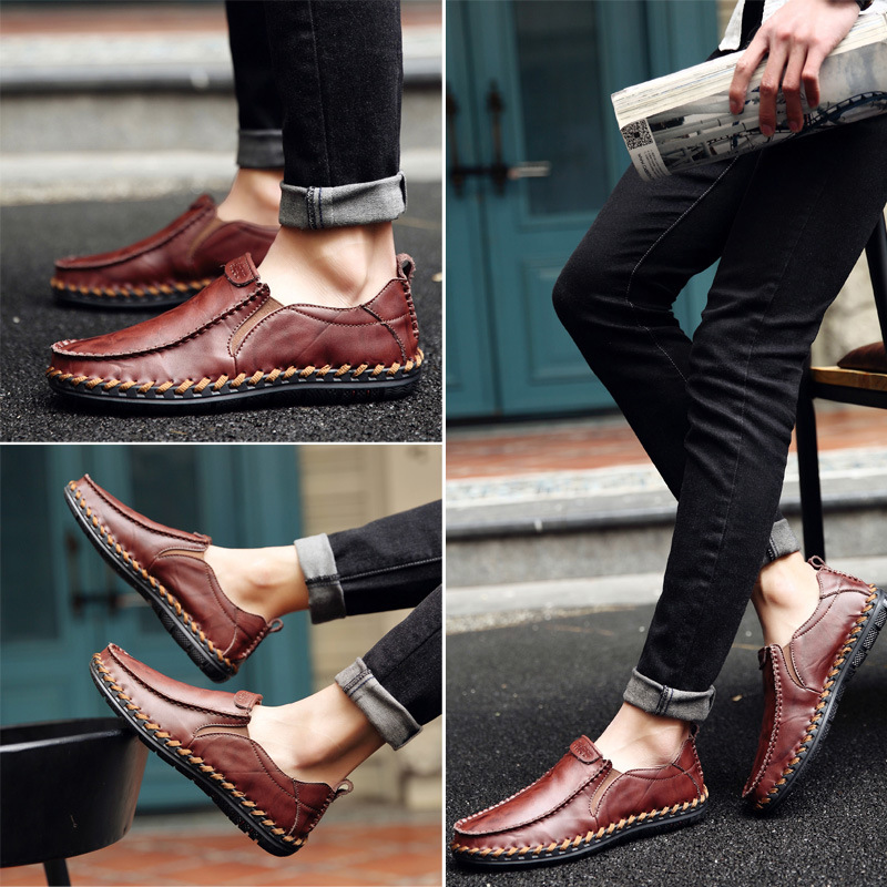 Men's casual shoes 2023 spring new legged business men's shoes British trend cowhide shoes manufacturers wholesale
