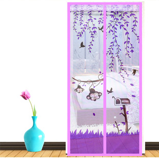 New checkered cartoon anti-mosquito door curtain magnetic soft yarn door curtain screen door encryption anti-fly and insect door curtain