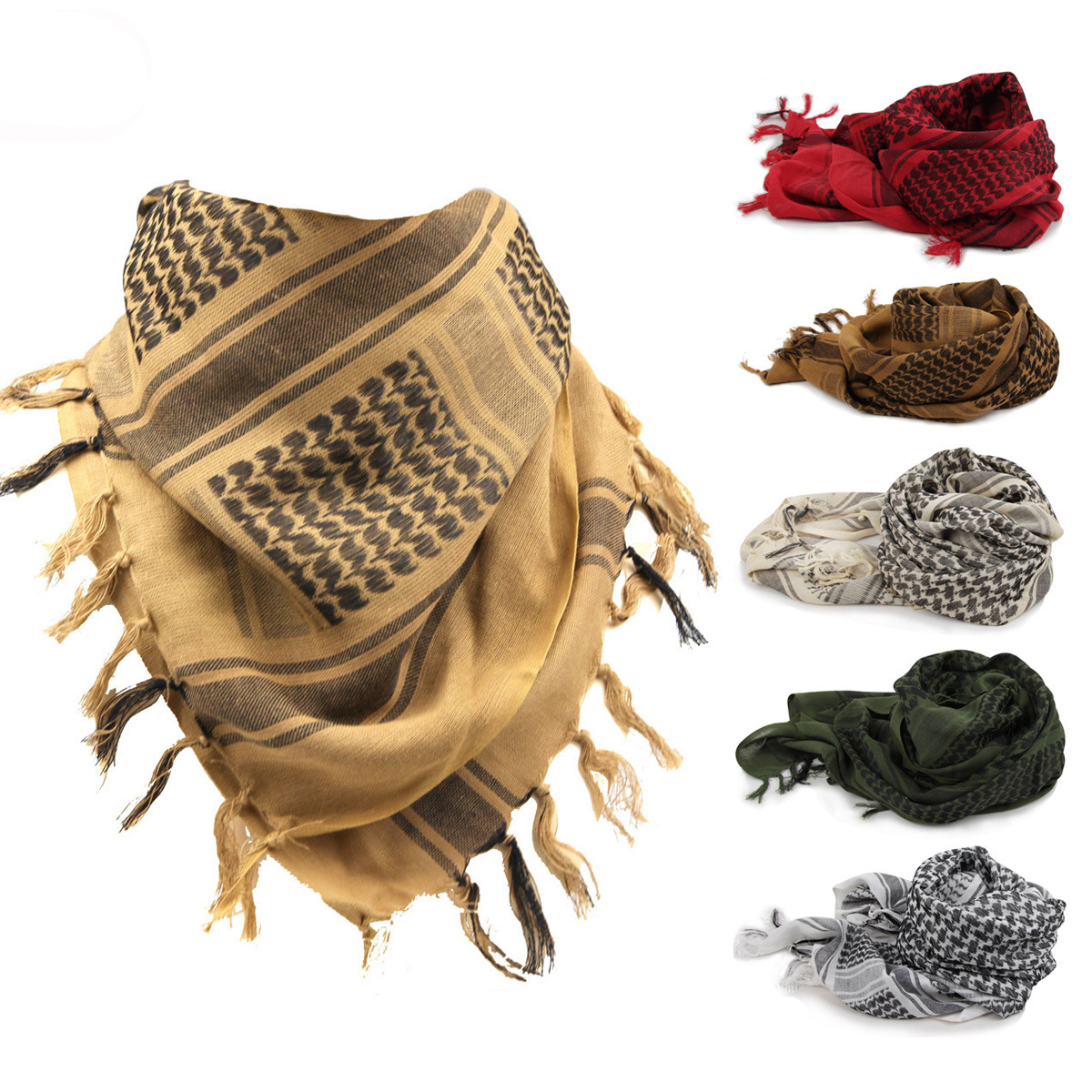 Outdoor Tactical Arabian Scarf Men's Neck Variety Arabian Square Scarf Warm Windproof Scarf