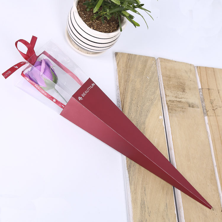 Hot selling Mother's Day single flower gift box flower packaging flower gift bag rose single box triangle
