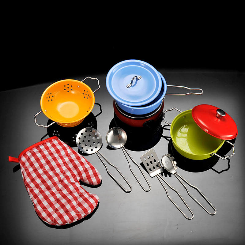 Children's role-playing toys, boy and girl cooking stainless steel play kitchen set, baby kitchen utensil set